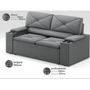 Ver imagem 2 de Sofá com Porta Copos Retrátil e Reclinável Pop 1,54m Velosuede Grafite - Netsofas