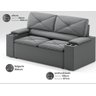 Sofá com Porta Copos Retrátil e Reclinável Pop 1,54m Velosuede Grafite - Netsofas - 2