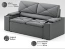 Ver imagem 2 de Sofá com Porta Copos Retrátil e Reclinável Pop 1,54m Velosuede Grafite - Netsofas