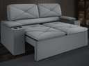 Ver imagem 1 de Sofá com Porta Copos Retrátil e Reclinável Pop 1,54m Velosuede Grafite - Netsofas