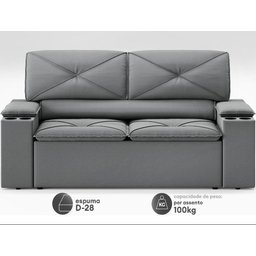 Sofá com Porta Copos Retrátil e Reclinável Pop 1,54m Velosuede Grafite - Netsofas - 4 Sofá com Porta Copos Retrátil e Reclinável Pop 1,54m Velosuede Grafite - Netsofas - 4