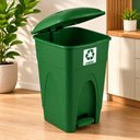 Ver imagem 1 de Lixeira Coleta Seletiva Verde com Pedal Grande 30 Litros Cesto Lixo Reciclavel 30L Tampa Antiodor Re