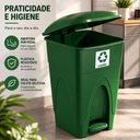 Ver imagem 7 de Lixeira Coleta Seletiva Verde com Pedal Grande 30 Litros Cesto Lixo Reciclavel 30L Tampa Antiodor Re