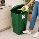 Ver imagem 5 de Lixeira Coleta Seletiva Verde com Pedal Grande 30 Litros Cesto Lixo Reciclavel 30L Tampa Antiodor Re