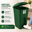 Ver imagem 3 de Lixeira Coleta Seletiva Verde com Pedal Grande 30 Litros Cesto Lixo Reciclavel 30L Tampa Antiodor Re