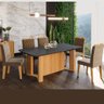 Kit Conjunto Sala De Jantar Mesa Tampo Vidro MDF 180 Cm Com 6 Cadeiras Marrom Madeira Preto Cinza - 1