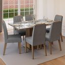 Ver imagem 1 de Conjunto Sala de Jantar Tampo de Vidro 6 Cadeiras Rustic/Cinza/Silver Azaleia Madesa