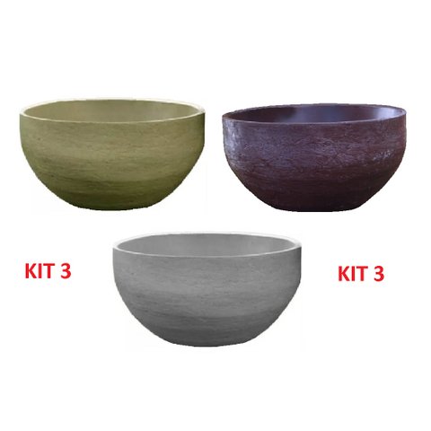 Kit 3 Vaso Planta 60x30 Bacia Polietileno BGPLASTICOS VERMELHO PAU BRASIL 005