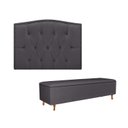 Ver imagem 1 de Kit Cabeceira Painel + Recamier Genova Suede Grafite Dominic Decor
