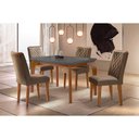 Ver imagem 1 de Conjunto: Mesa Sala Jantar Londrina C/ Tampo Madeirado C/ Vidro Canto Curvo 120x80cm e 4 Cadeiras