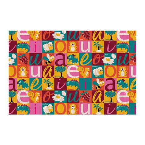 Tapete Brisa Infantil 100cm X 130cm Vogais Kapazi