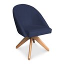Ver imagem 3 de Kit 02 Poltronas Cadeira Giratória Bela Veludo Azul Marinho Base de Madeira - Pallazio