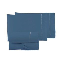 Lençol Avulso com Elástico 400 Fios 100% Algodão Acetinado Casal Marinho - 1