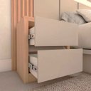 Ver imagem 6 de Cama King 2,01m Cabeceira 3,50m e 2 Mesas sob Medida em Mdf Cor:carvalho Malva com Titânio