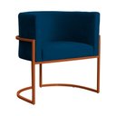 Ver imagem 1 de Poltrona Decorativa Luana Veludo Marinho Base Bronze - Fm