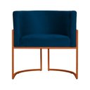 Ver imagem 3 de Poltrona Decorativa Luana Veludo Marinho Base Bronze - Fm