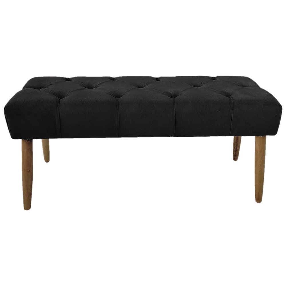 Banco Estofado Jade 120xcm Suede Preto - Majú Decor