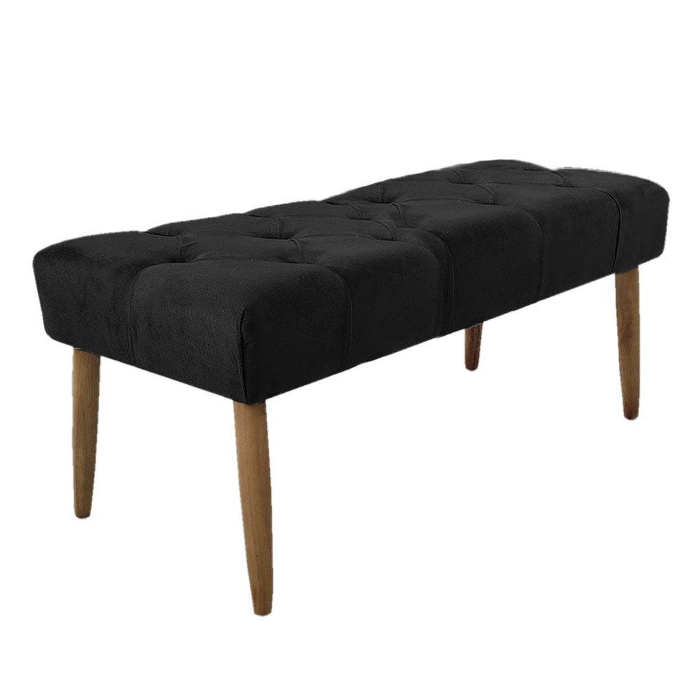 Banco Estofado Jade 120xcm Suede Preto - Majú Decor - 2