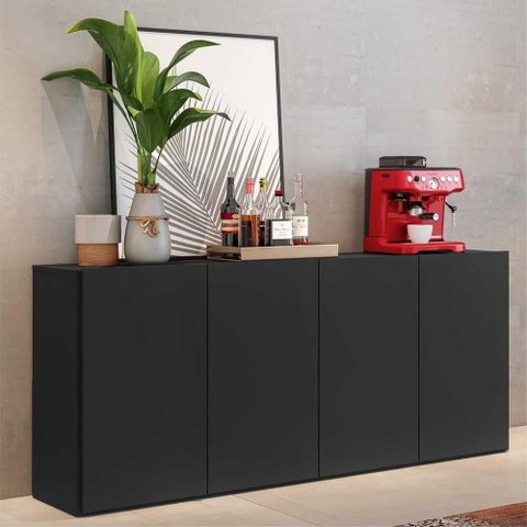 Aparador Buffet 4 portas Veneza Multimóveis V3555 Preto