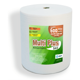 Pano Multiuso Wave Multiplus - 29cm X 300m - 600 Folhas - 35g/m² - Branco - 1