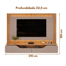 Painel Home Suspenso Ripado Treviso 2.1 com LED Para TV's até 70" Griz Carvalho Nobre DJ Móveis - 5