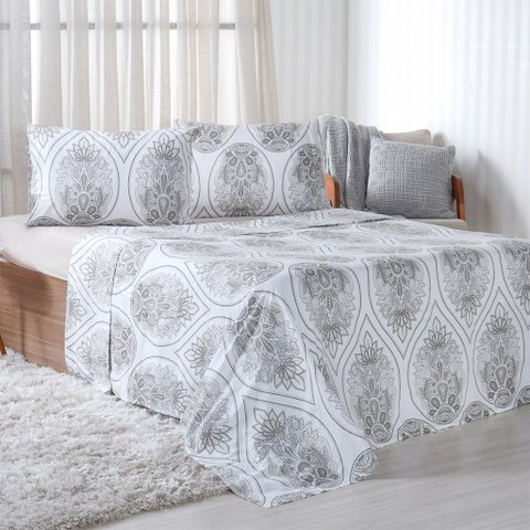 Jogo de Cama Solteiro 3 Pçs 150 Fios Super Macio 100% Algodão Paisley