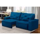 Ver imagem 1 de Sofá Retrátil e Reclinável 3 lugares com Molas 1,50m Alana Suede Azul Madelina
