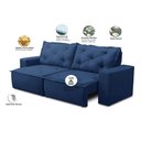 Ver imagem 2 de Sofá Retrátil e Reclinável 3 lugares com Molas 1,50m Alana Suede Azul Madelina