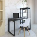 Ver imagem 1 de Mesa Escrivaninha C/ Estante 4 Prateleiras Licce Preto