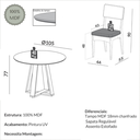 Ver imagem 3 de Conjunto Sala de Jantar Mesa Redonda 105cm com 4 Cadeiras MDF Carvalho Rosé/Bege Claro