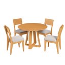 Ver imagem 2 de Conjunto Sala de Jantar Mesa Redonda 105cm com 4 Cadeiras MDF Carvalho Rosé/Bege Claro