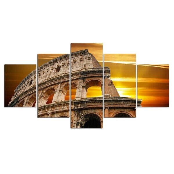 QUADROS DECORATIVOS 5 PEÇAS CIDADES COLISEU MUSEU DE ROMA - 1