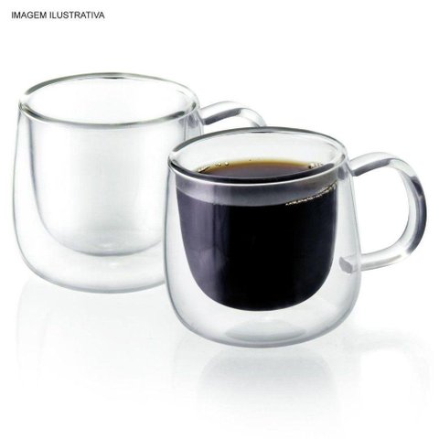 Conjunto de 2 Xícaras para Café Parede Dupla 80ml