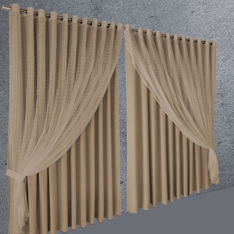 cortina blackout Roma corta luz 5,00 x 2,60 c/voal bege