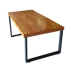 Mesa Industrial Bernardo Madeira Maciça com Ferragem Preta 1,80M - 2