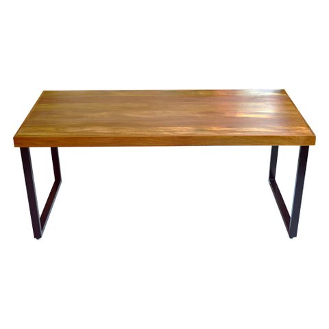 Mesa Industrial Bernardo Madeira Maciça com Ferragem Preta 1,20m