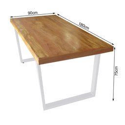 Mesa Industrial Lanna Madeira Maciça com Ferragem Branca 1,80M - 6