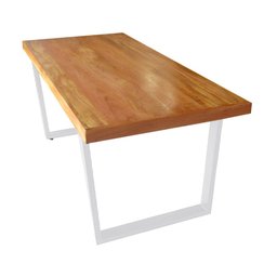 Mesa Industrial Lanna Madeira Maciça com Ferragem Branca 1,80M - 3