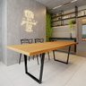 Mesa Industrial Lanna Madeira Maciça com Ferragem Preta 2,50m - 2