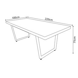 Mesa Industrial Lanna Madeira Maciça com Ferragem Preta 2,50m - 5