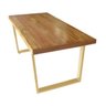 Mesa Industrial Lanna Madeira Maciça com Ferragem Dourada 1,80M - 2