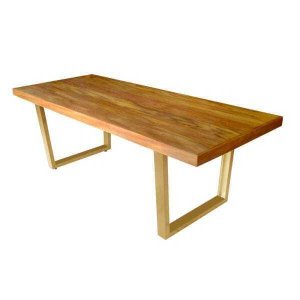Mesa Industrial Lanna Madeira Maciça com Ferragem Dourada 1,80M