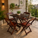 Ver imagem 4 de Jogo de Mesa de Madeira 70x70 com 4 Cadeiras Imbuia