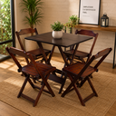 Ver imagem 2 de Jogo de Mesa de Madeira 70x70 com 4 Cadeiras Imbuia