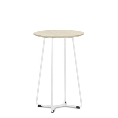 Mesa Lateral Pix Tampo em Mdf Cor Carvalho Claro Base em Aco Tubular Branco 40 Cm (alt) - 55377