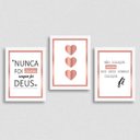 Ver imagem 1 de Kit 3 Quadros Frases Questão De Fé 33x24cm:Madeira branca