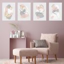 Ver imagem 2 de Kit 4 Quadros Borboletas Abstratas Rosa e Cinza 45x34cm:madeira Branca