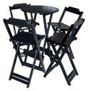 Ver imagem 1 de Conjunto de Mesa Bistrô de Madeira com 4 Cadeiras Dobravel Ideal para Bar e Restaurante Preto