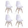 Conjunto Mesa 4 Cadeiras Brancas Eames Eiffel 90cm Base Madeira Tampo Branco - 4