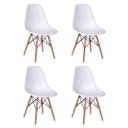 Ver imagem 4 de Conjunto Mesa 4 Cadeiras Brancas Eames Eiffel 90cm Base Madeira Tampo Branco